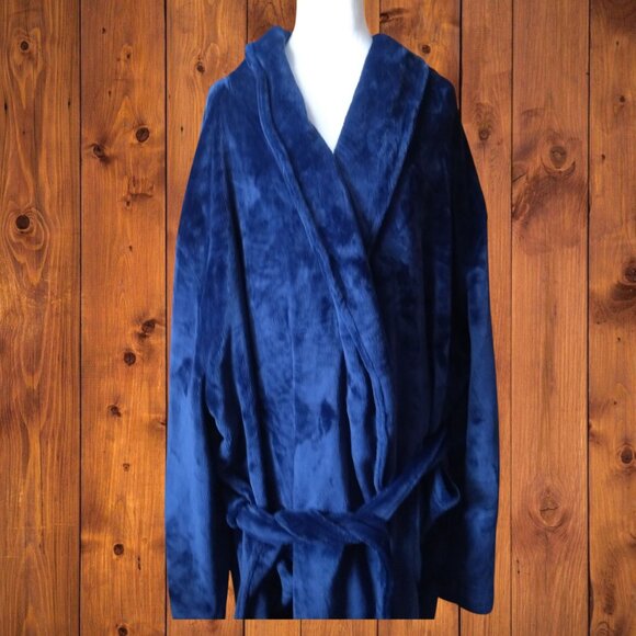 Ross Michaels Men's 2XL/3XL Blue Soft Belted Bathrobe Cozy Robe Loungewear - Picture 2 of 7